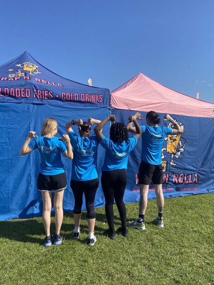 Our runners pose in their Immediate Theatre T-shirts before running the half marathon.