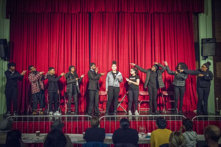 Kade & Ajia perform as part of Wally Foster Youth Theatre in the social action event in March 2020. Their group chose to explore racism & discrimination and the performance featured a powerful piece of spoken word written by Ajia.